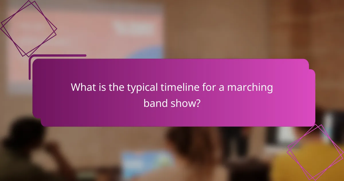 What is the typical timeline for a marching band show?